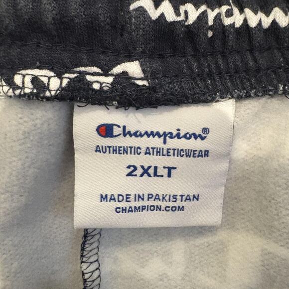 Champion Shorts Mens 2XLT Navy Blue All Over Print Logo Athletic Big Tall - Picture 2 of 13